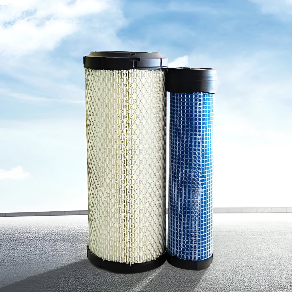 Donaldson 1027 model air filter with straight head and elbow connection, showing folded filter element.