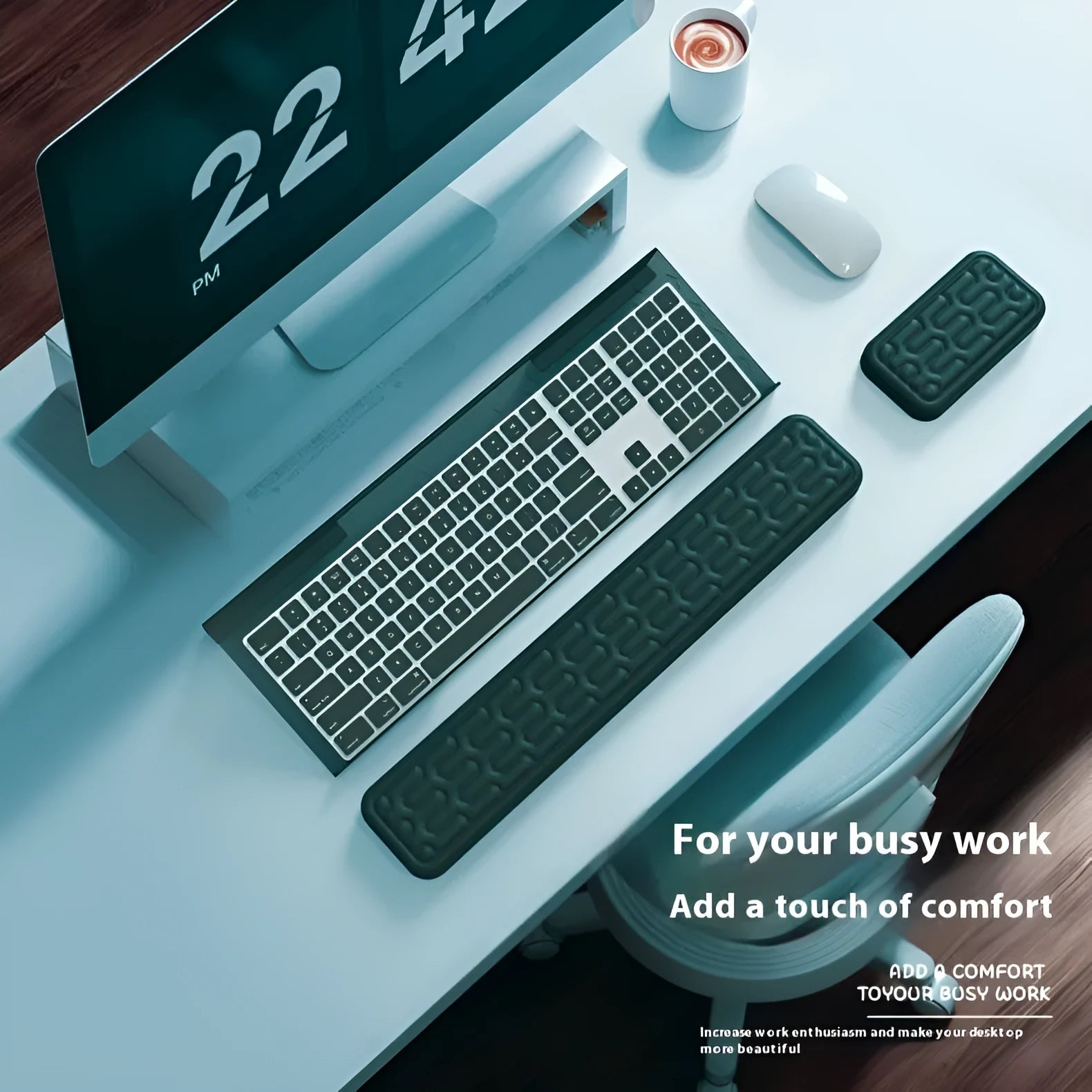 Double sided memory foam keyboard and mouse pad wrist rest set in various colours