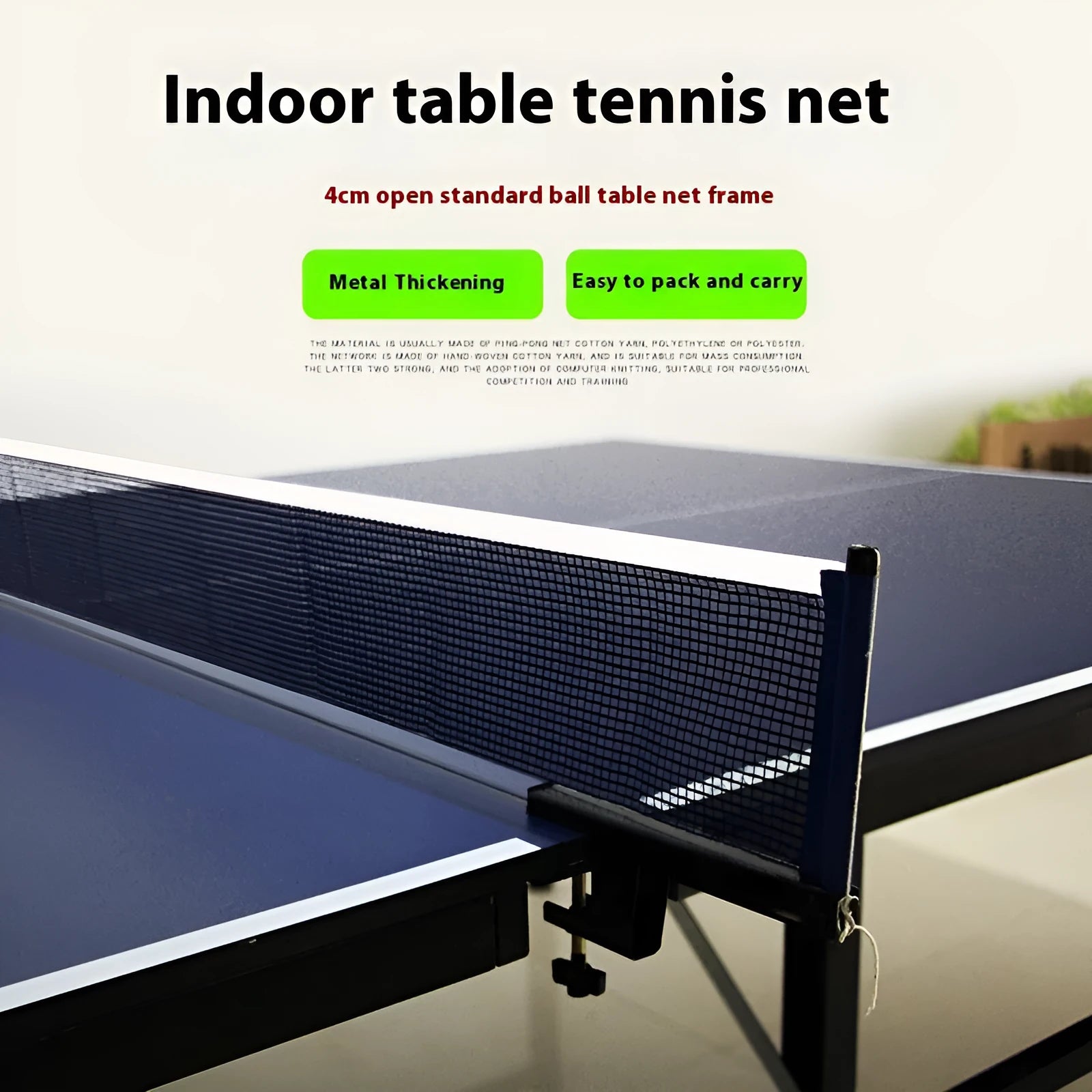 Table tennis post set with universal large clip in indoor open grid colour for recreational table tennis