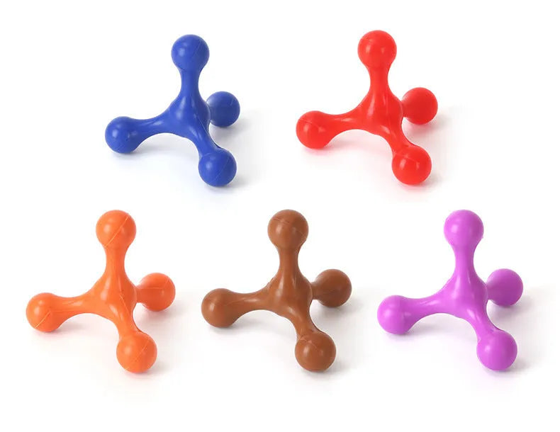 Blue silicone puppy chew toy with three legs for teething relief