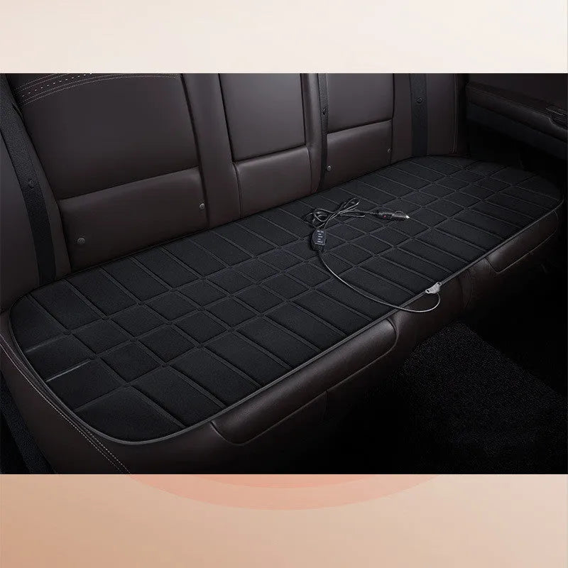 On board heated seat cushion checkered single seat black fibre material winter thermal insulation 98x48cm