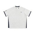 Retro alphabet embroidered loose waffle T-shirt in polyester fabric with short sleeves
