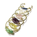 Natural crystal rough stone bracelet with gold winding wire in geometric bohemian design