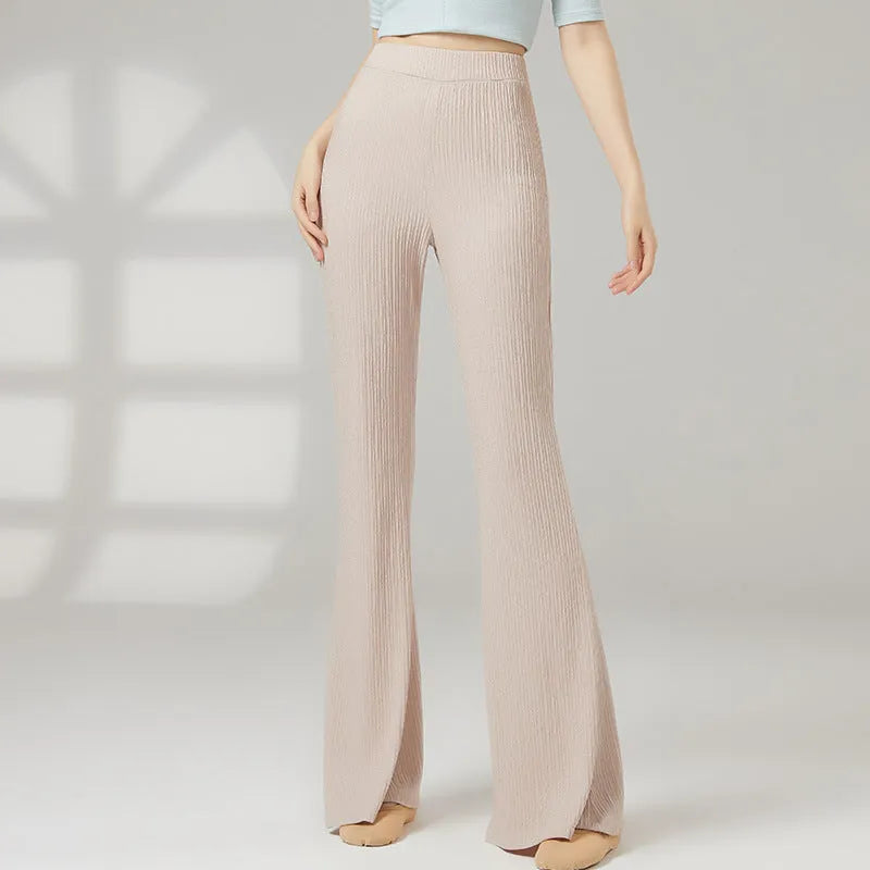 Women's solid colour dance practice trousers for classical and sports dance body training