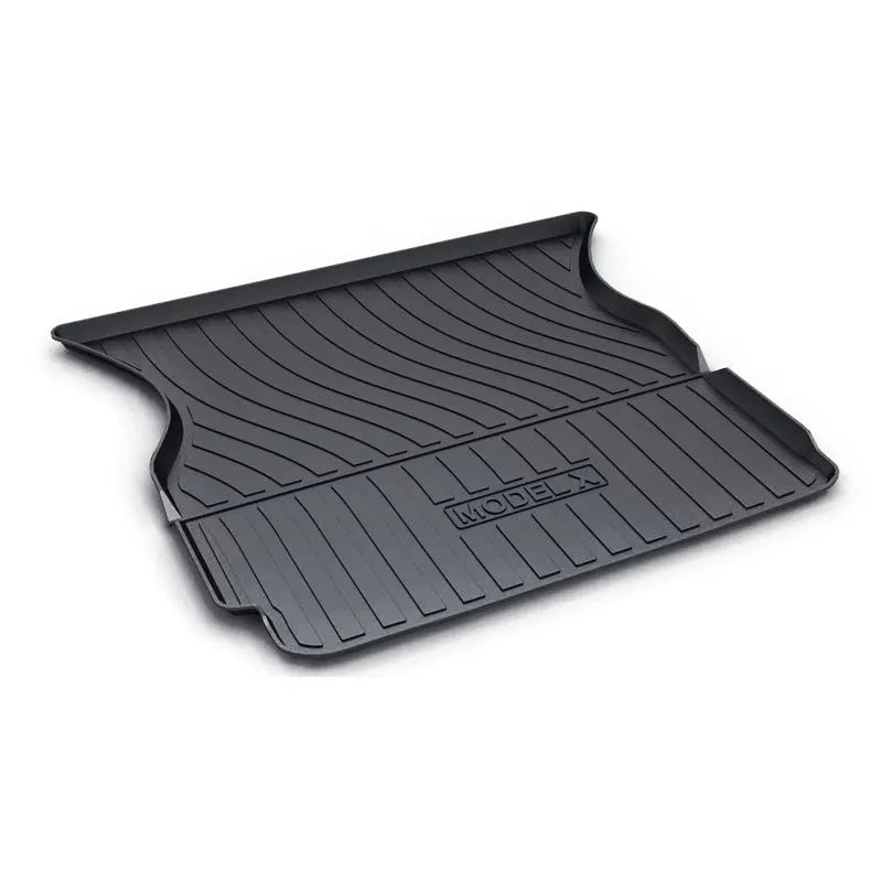 Set of black rubber floor mats for a Tesla car interior