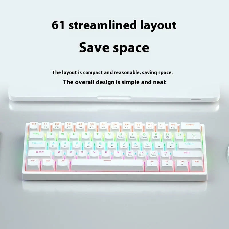 61-key compact mechanical keyboard with wired hot-plug design in multiple colour options