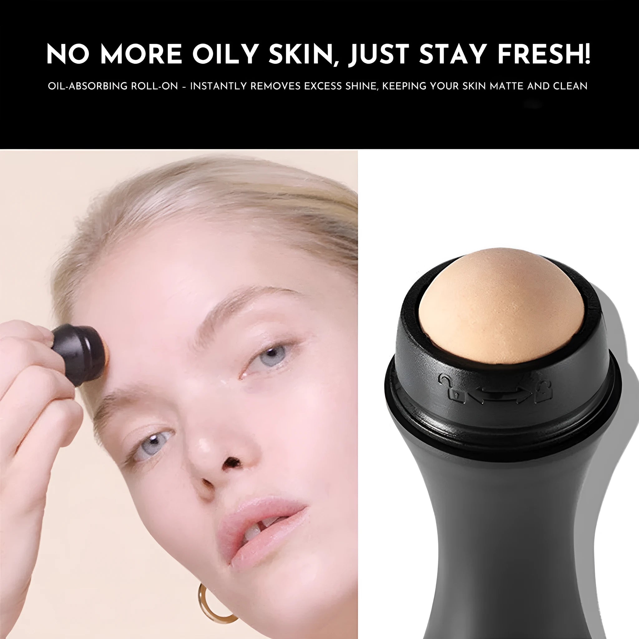 Portable volcanic stone oil control roller in black, green, pink or white for facial skincare