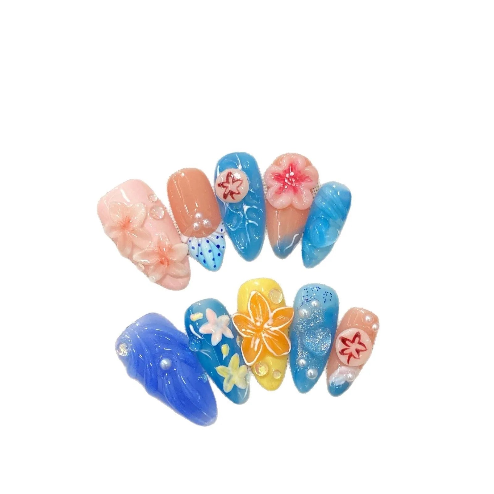 Three-dimensional carved jellyfish plastic wearable armour costume in almond nail colour