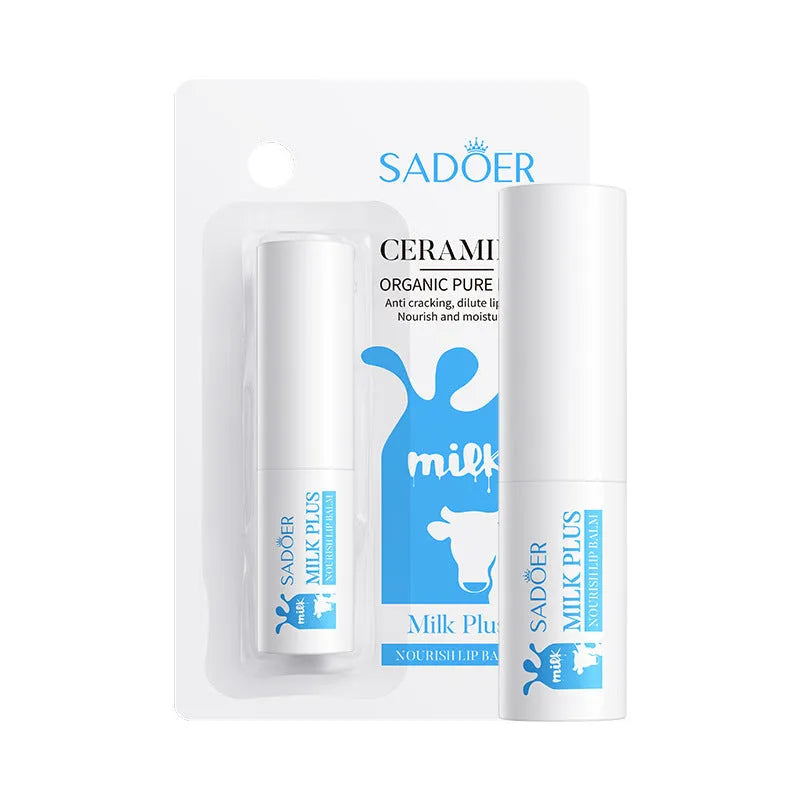 Anti-chapped lip moisturising lipstick in a tube on a white background.