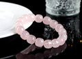 Pink crystal and natural bamboo bracelet with geometric barrel beads