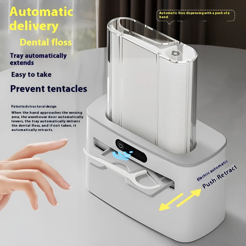 Intelligent induction automatic pop-up rechargeable dental floss box in plastic dark gray finish with floss spool