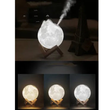 Spherical bedside humidifier with LED night light in three colour options and USB charging port