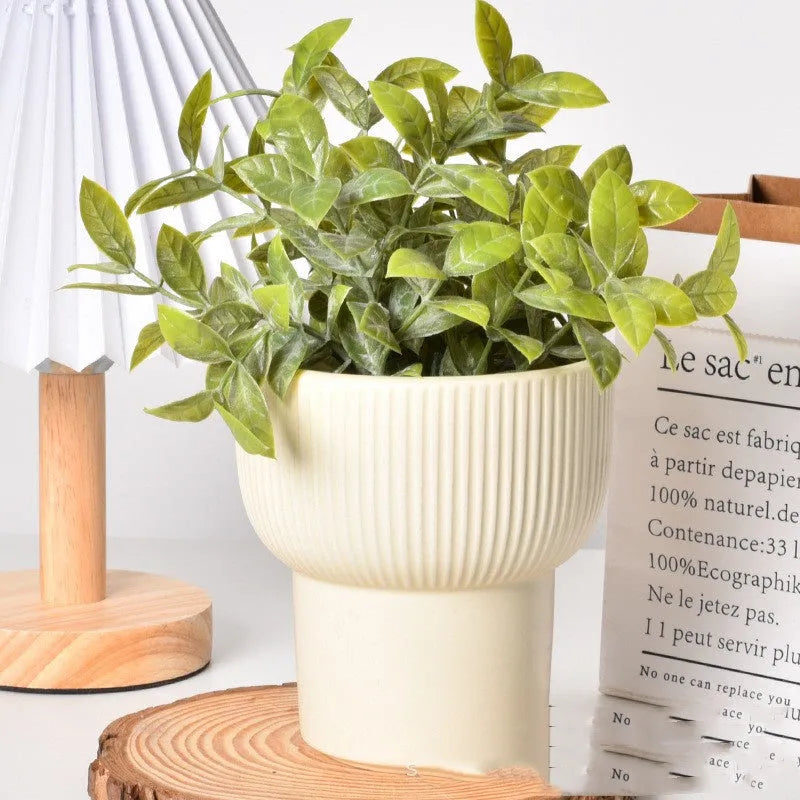 Roman column matte yellow ceramic flower pot for home plant decoration