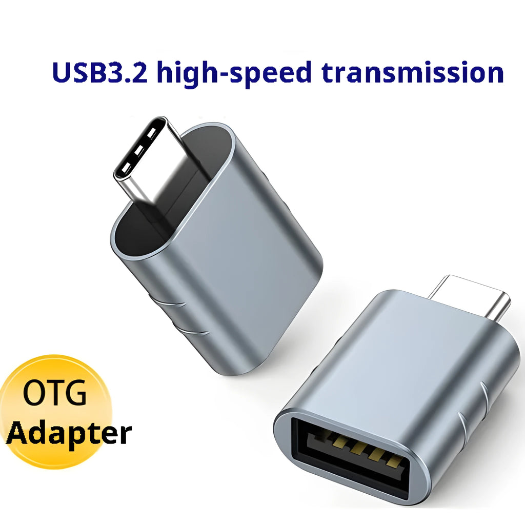 USB C to USB A converter adapter with zinc alloy shell in seven colour options supporting 10Gbps data transfer