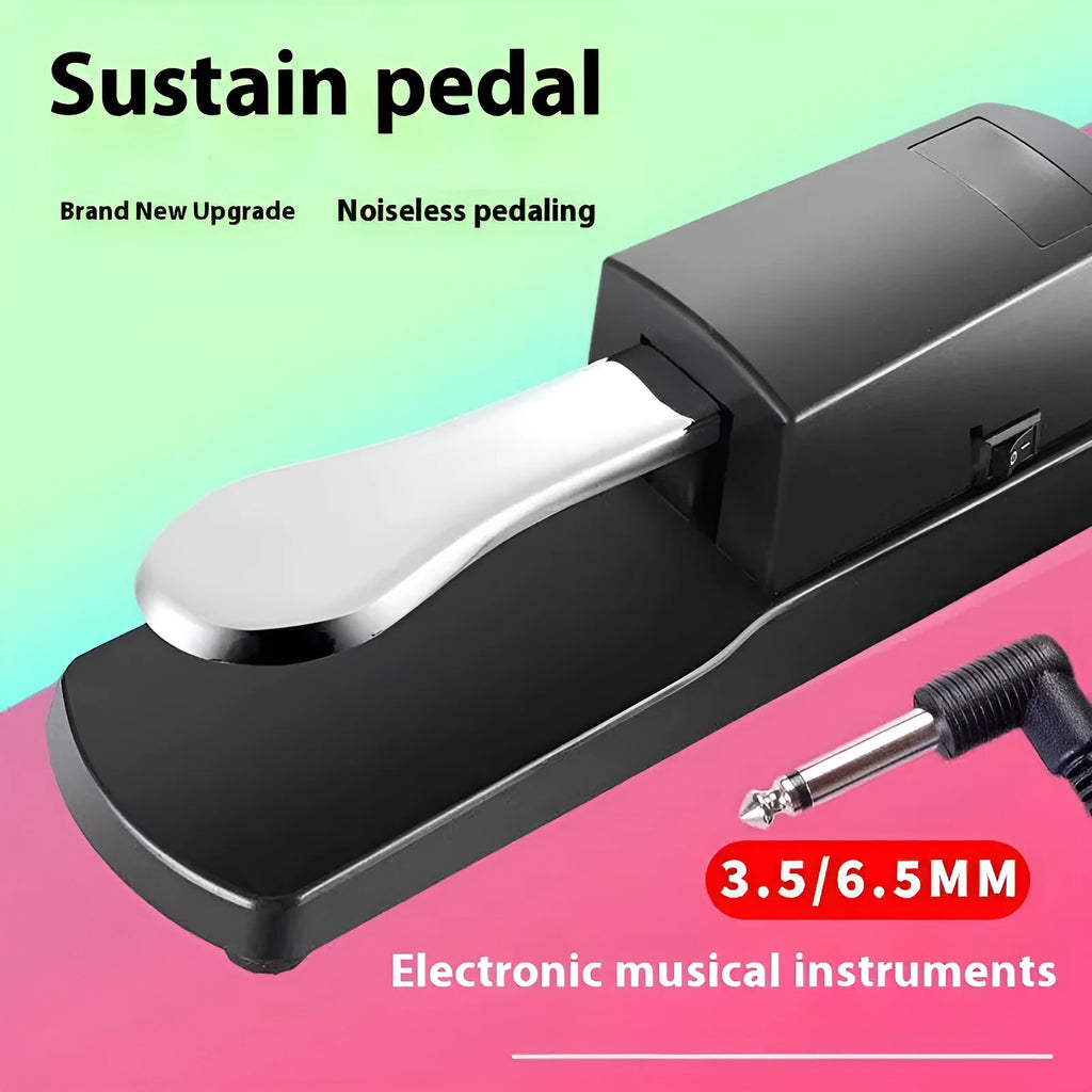 Universal electronic keyboard sustain pedal with ABS plastic construction and standard jack connector