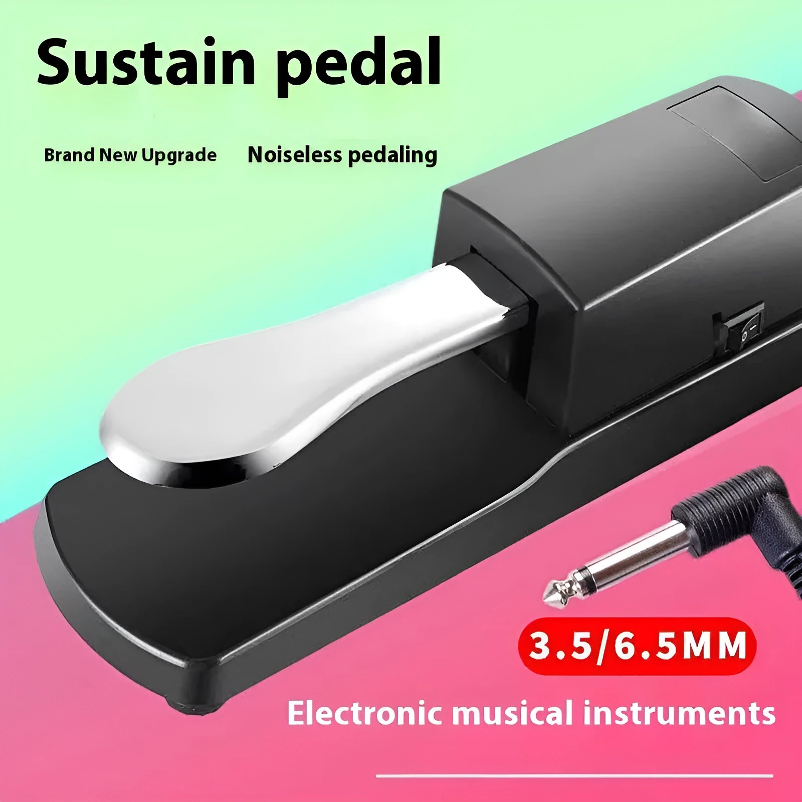 Universal electronic keyboard sustain pedal with ABS plastic construction and standard jack connector