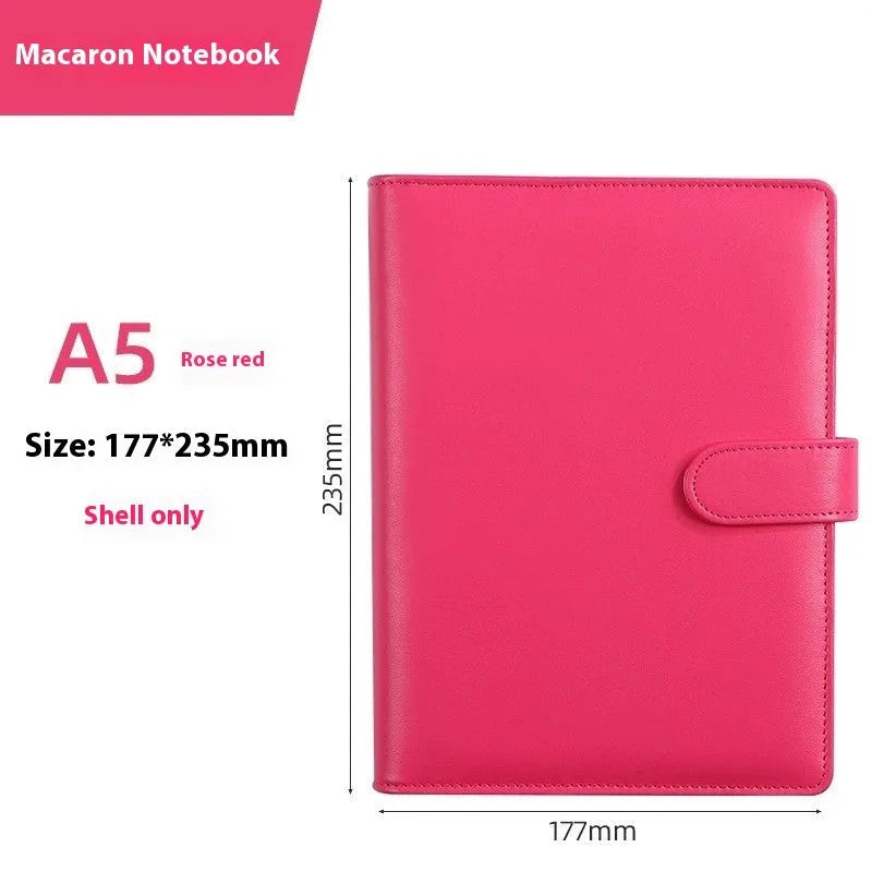 A5 PU leather notebook shell with zipper closure in a solid colour, shown closed.