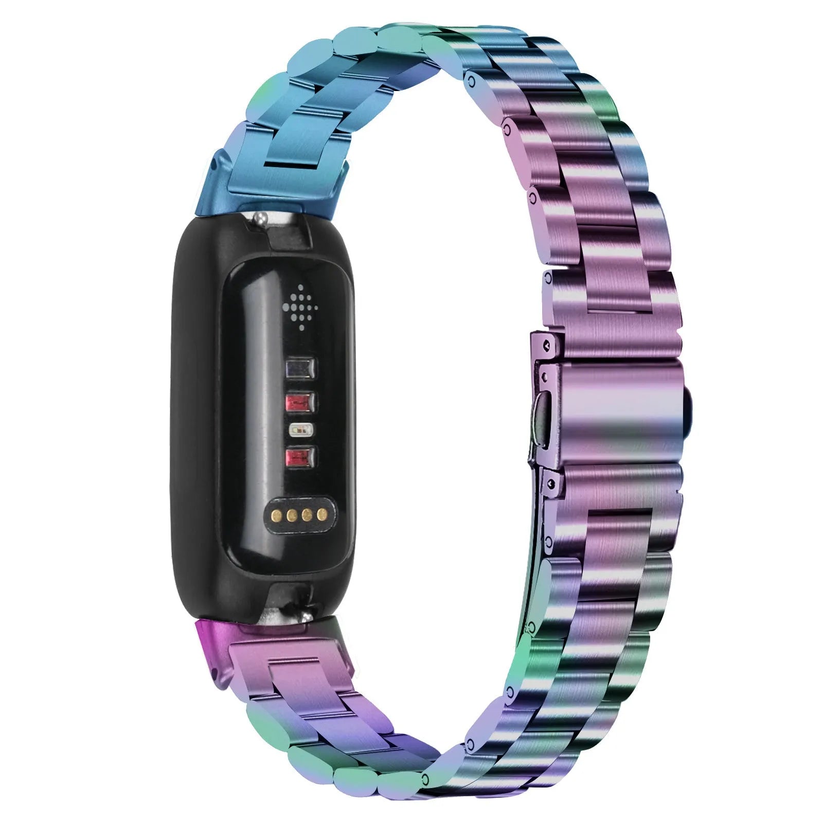 Stainless steel three-bead watch strap for Fitbit Inspire 3 in metallic colours