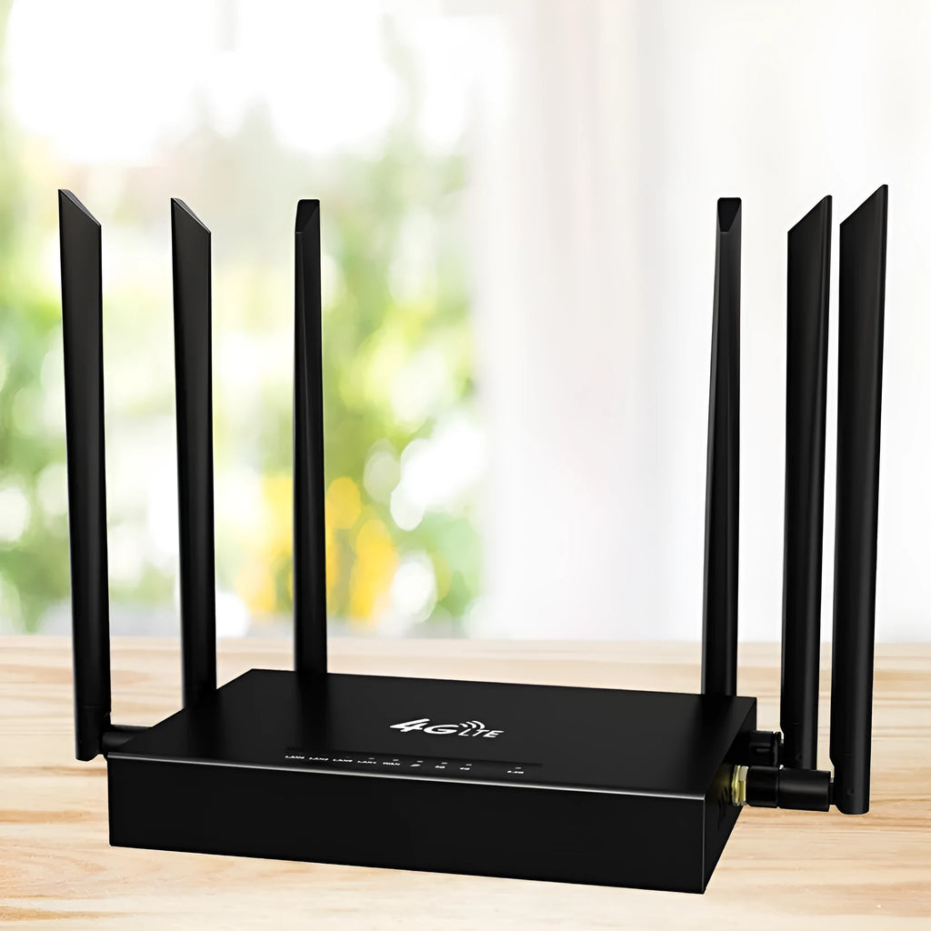 Industrial-grade 4G/3G router with removable iron box design measuring 29.5 x 25 x 5 cm