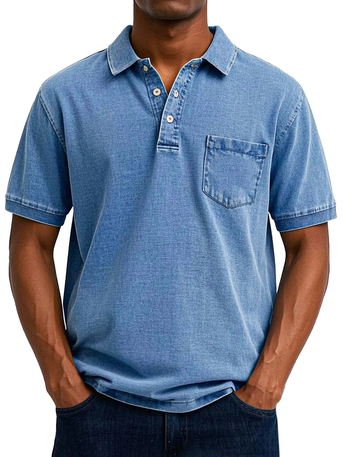 Plus size men's Korean style summer shirt in slim cardigan fit with short sleeves