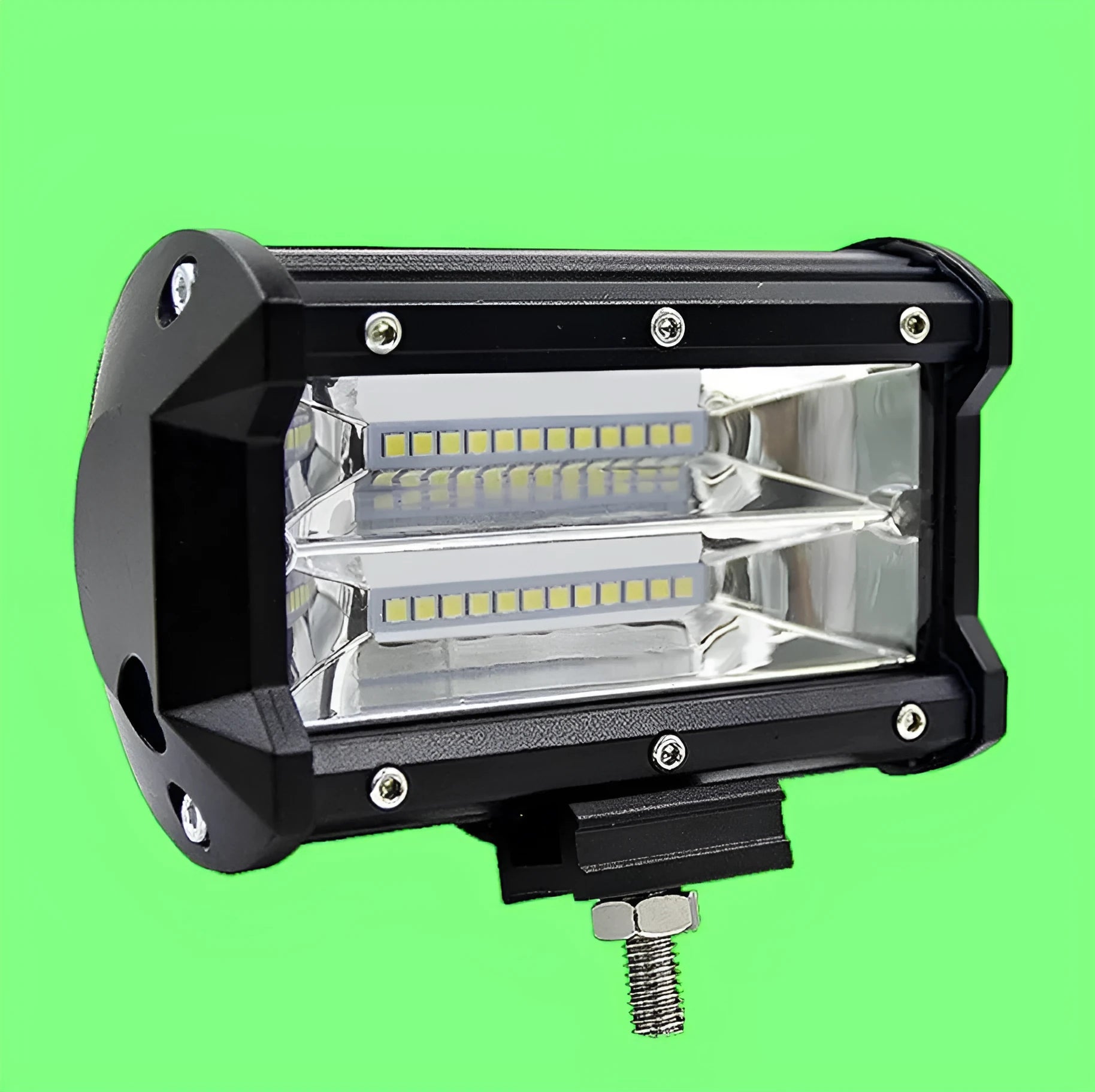 5-inch 24LED 72W dual row LED work light in all-black die-cast aluminium housing with bracket mount