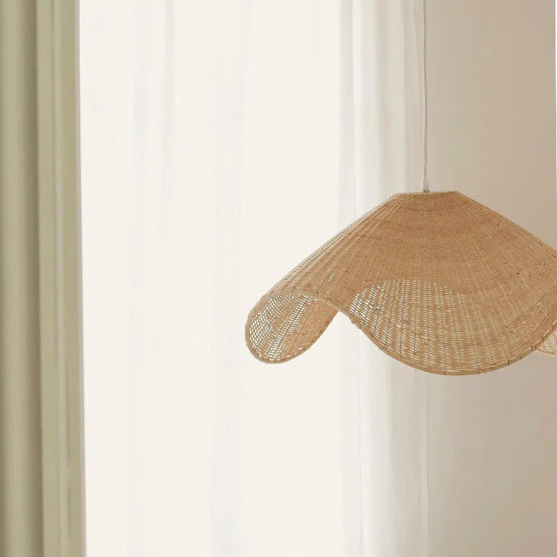 Handmade rattan chandelier with warm LED light, available in 60cm 80cm 100cm diameter