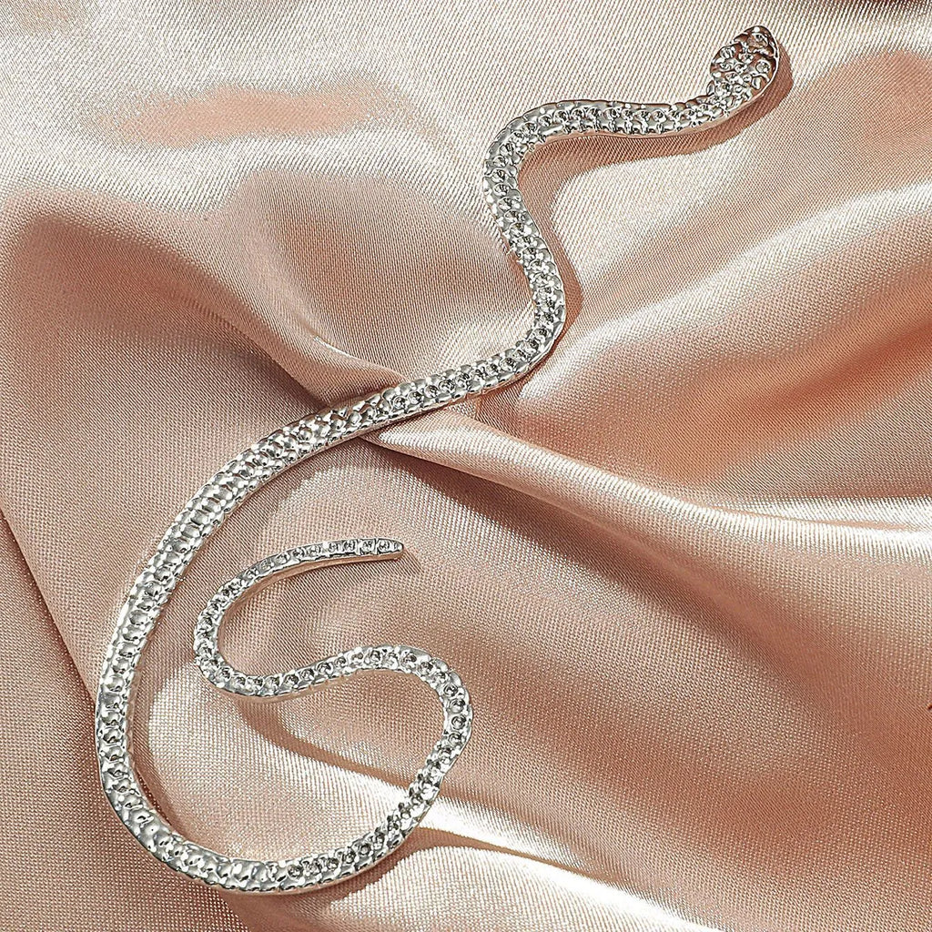 Non-hole ear clip vintage snake-shaped ear cuff with cubic zirconia for women left ear only