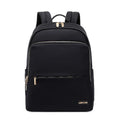 Oxford cloth women's backpack in black and purplish grey with anti-theft features and waterproof construction