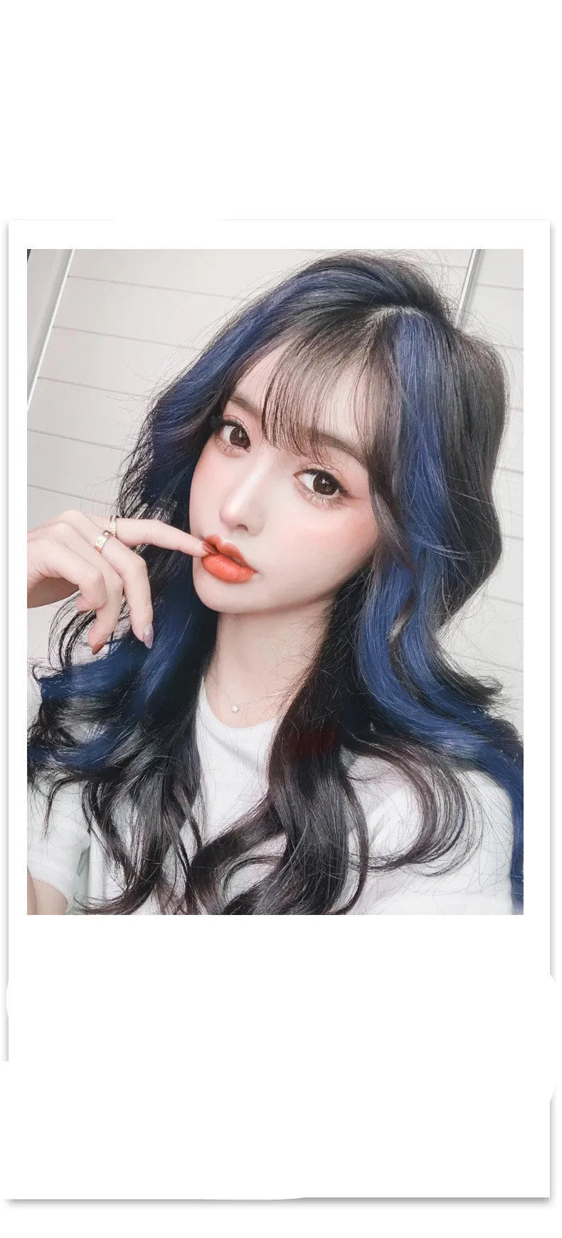 Gradient curly hair wig patch in mixed silk material with 60cm length