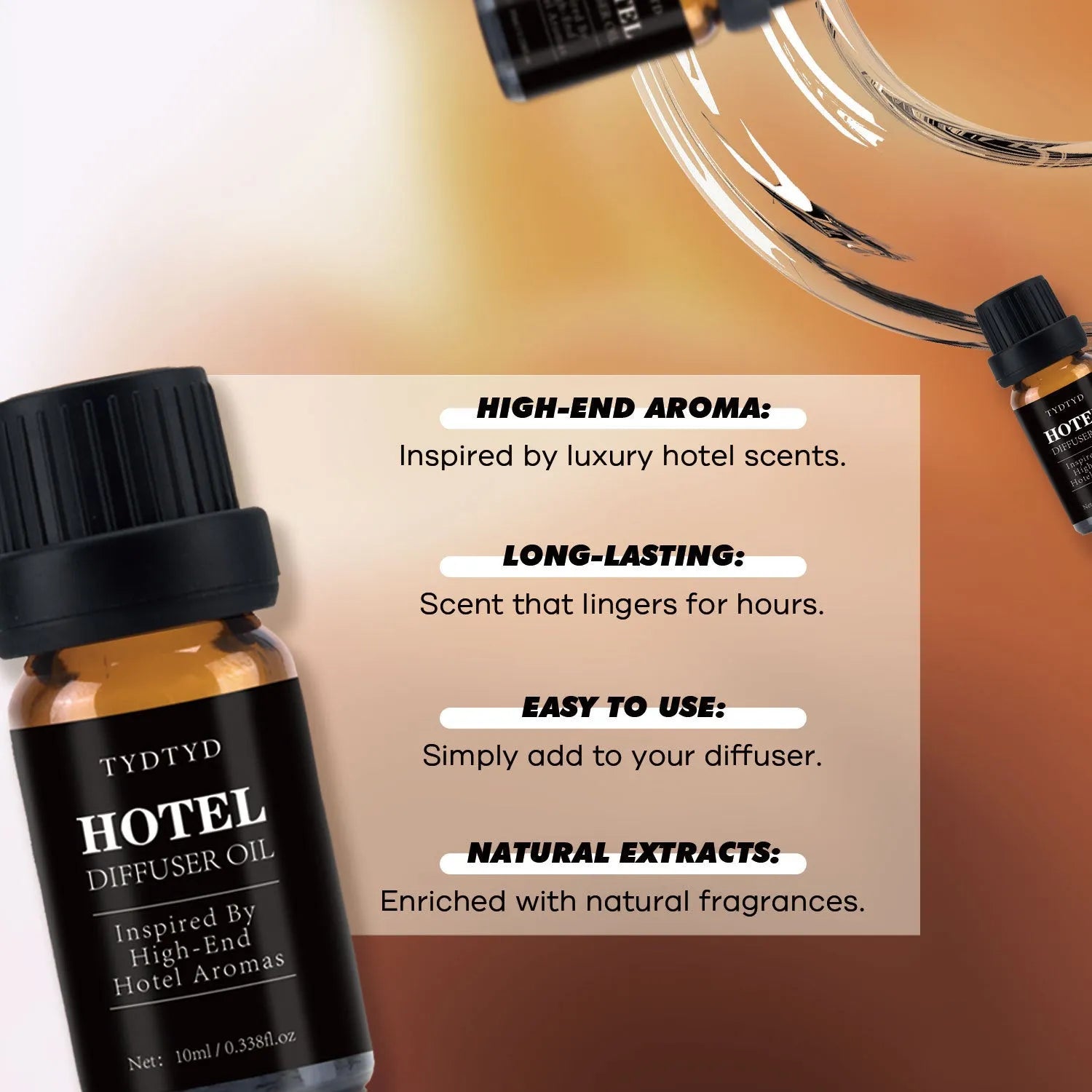 A single 10ml glass bottle of natural plant essential oil with a dropper.