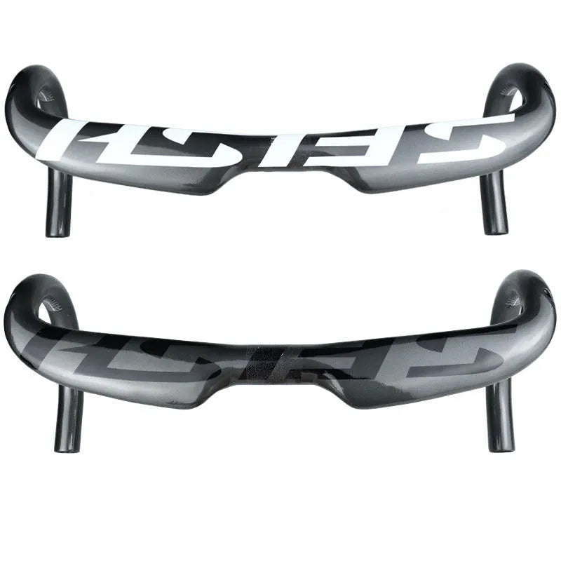 Carbon fibre road bike bent handlebar with innerline routing in black finish