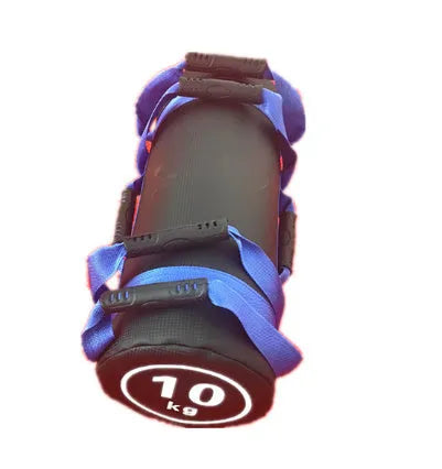 Flat white leather-coloured PVC power sandbag for weight training and fitness workouts.