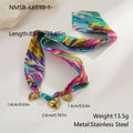 Geometric stainless steel necklace and bracelet set with 18K plating and adjustable chain length