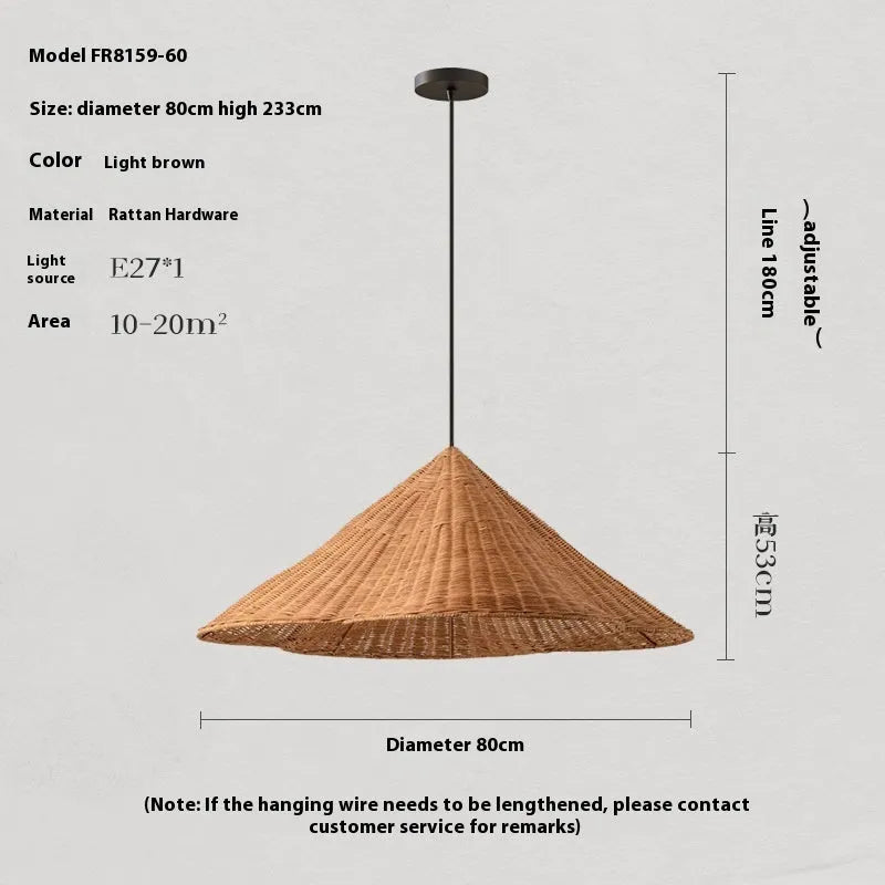 Rattan-weaved ceiling lamp with natural weave pattern, 50cm diameter option