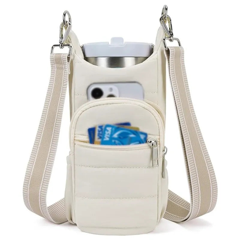 Cloth water bottle kettle bag for bicycles in black, pink, or beige colour