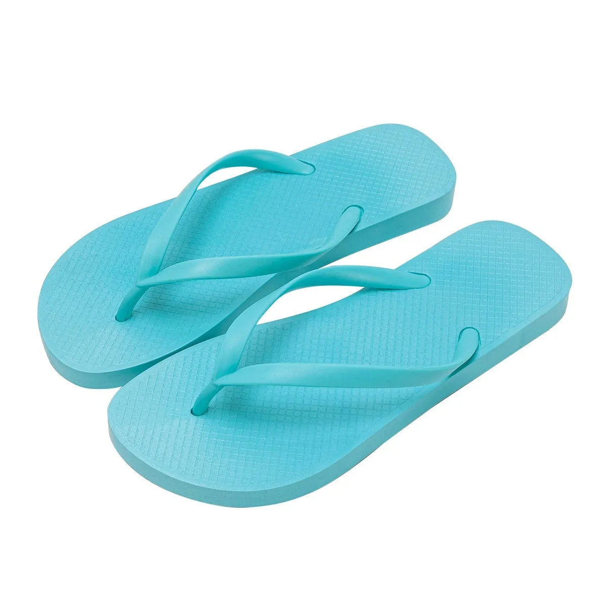 Orange foldable beach slippers with non-slip PVC sole and breathable plastic upper design.