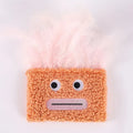 Catnip plush toy with funny big mouth explosion head design in blue green orange purple colours