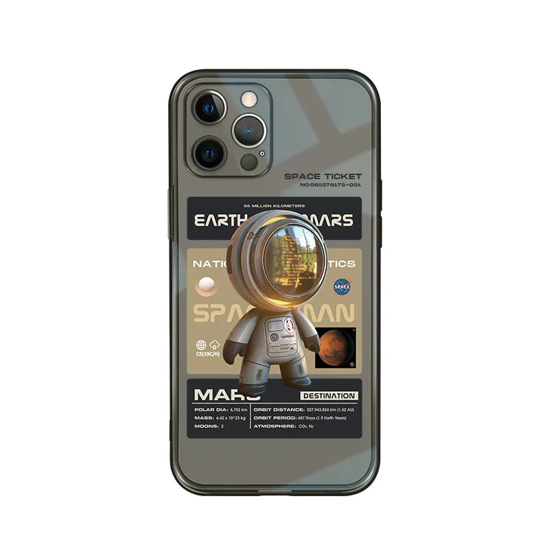 I Niche Trendy Brand black soft TPU anti-drop phone case for Apple iPhone full range with Mars Ticket graphic