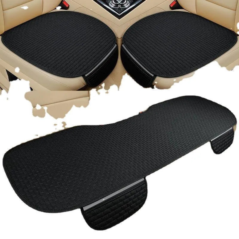Linen car cushion set in classic black and red, charm coffee, or warm cream colour with hemming style