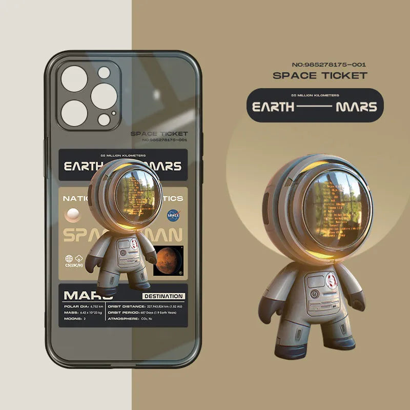 I Niche Trendy Brand black soft TPU anti-drop phone case for Apple iPhone full range with Mars Ticket graphic