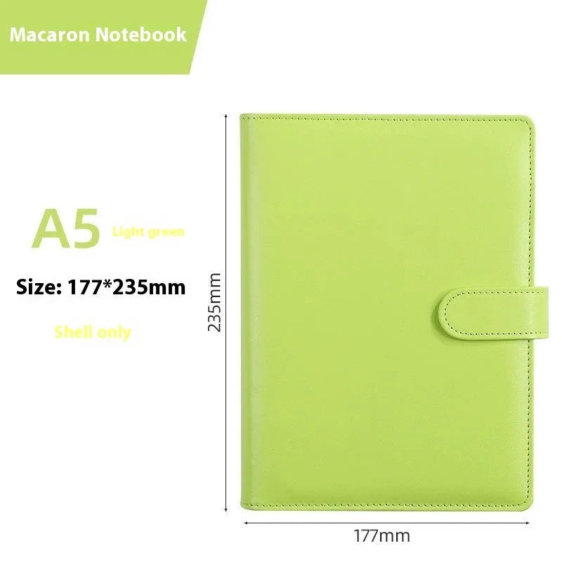 A5 PU leather notebook shell with zipper closure in a solid colour, shown closed.