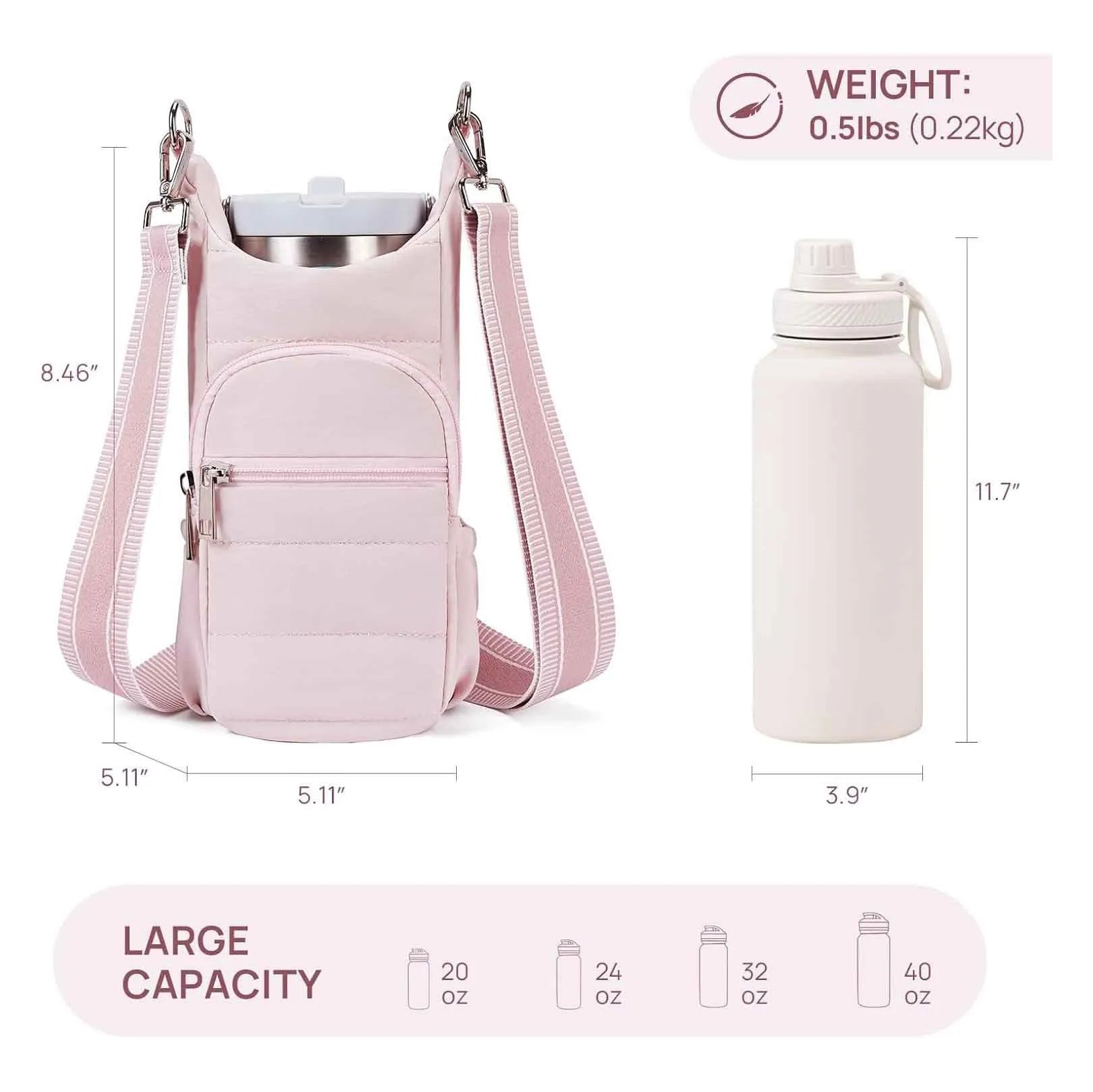 Cloth water bottle kettle bag for bicycles in black, pink, or beige colour