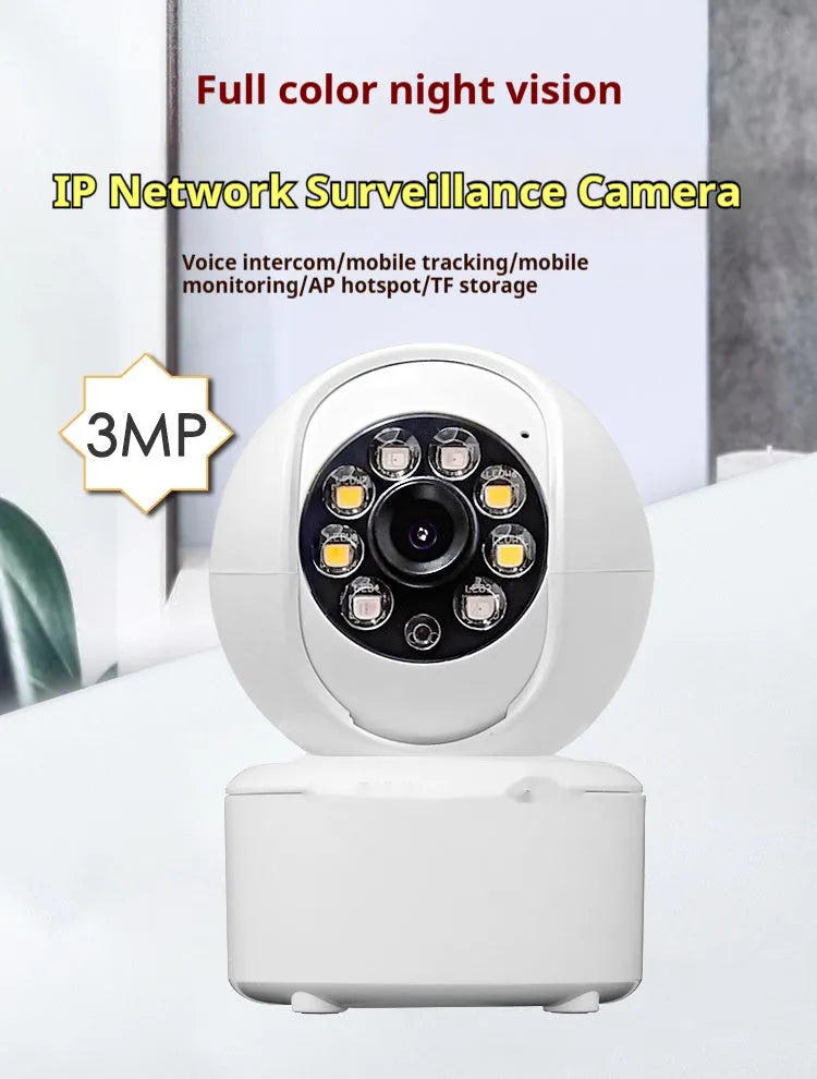 1080p HD home security camera with ceiling mount bracket and dual-light design