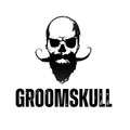 GroomSkull white microfibre cleaning cloth with double-sided print and serrated edge, 15x15cm, for eyeglasses and sunglasses