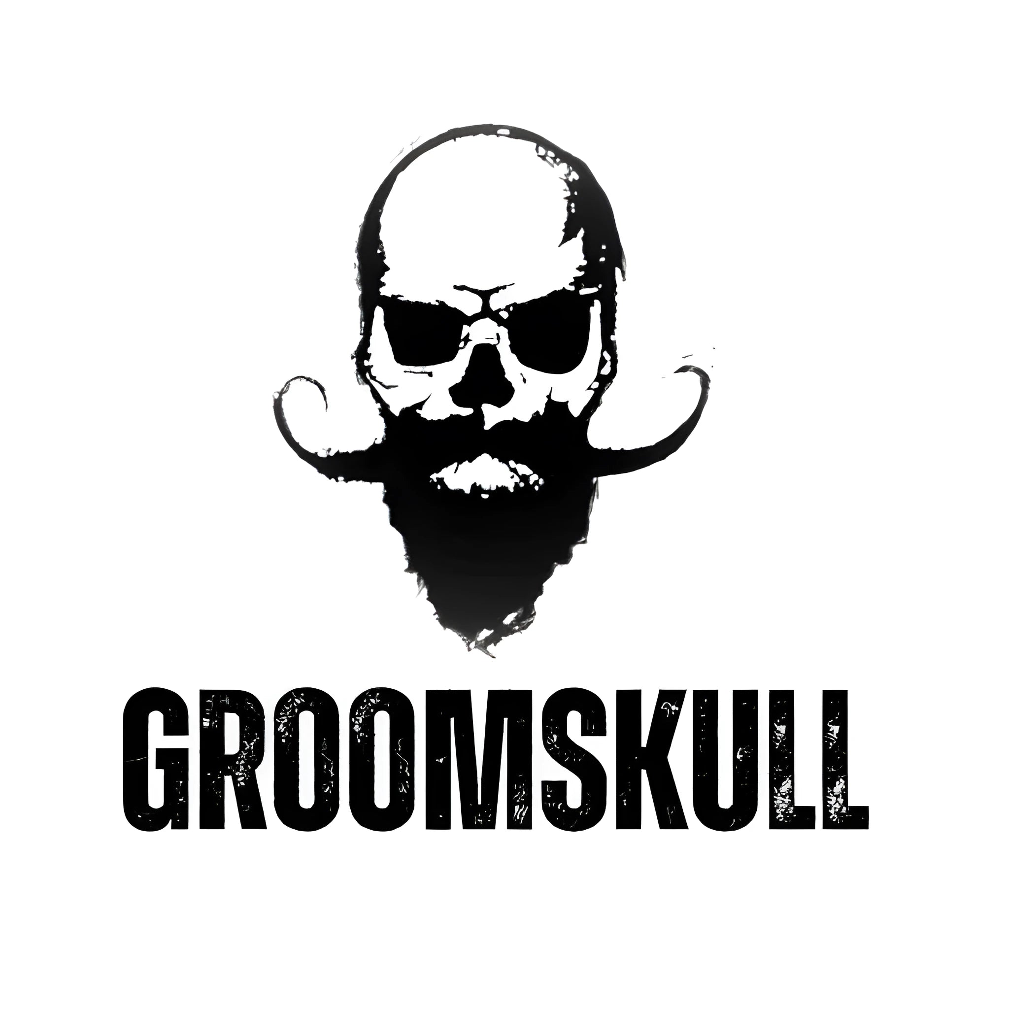 GroomSkull white microfibre cleaning cloth with double-sided print and serrated edge, 15x15cm, for eyeglasses and sunglasses