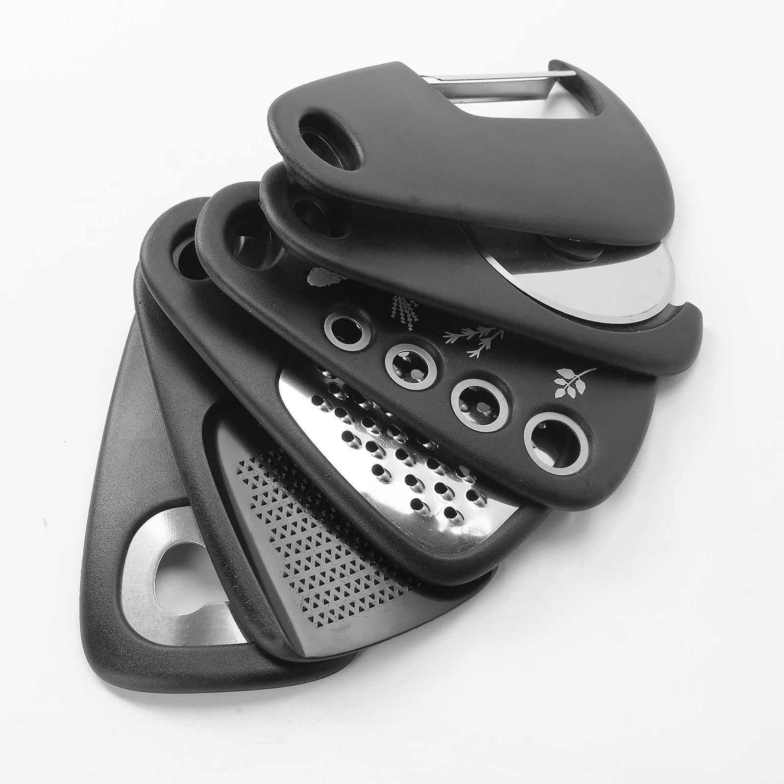 Stackable kitchen gadget set of six utensils and a brush in colour box packaging, PP and stainless steel construction