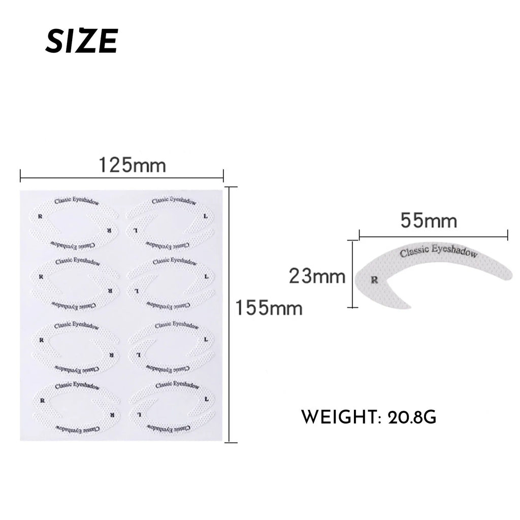 Four reusable flexible eyeliner stencil templates for makeup application on wooden surface