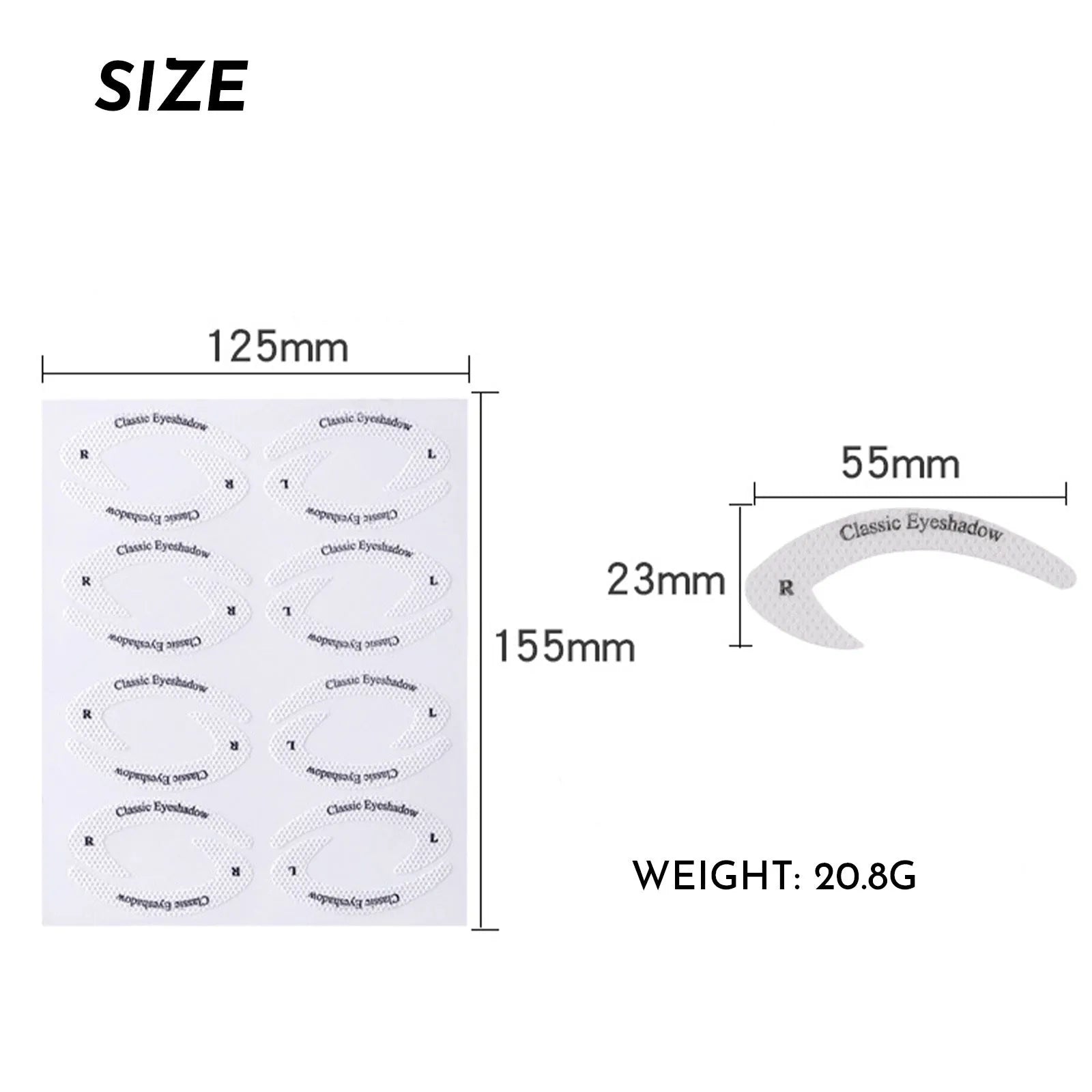 Four reusable flexible eyeliner stencil templates for makeup application on wooden surface