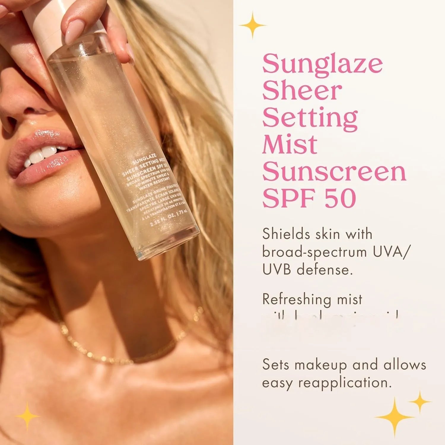 75ml makeup moisturising spray bottle with protective formula for hydration over cosmetics