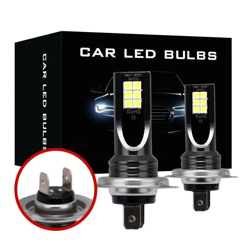 H7 automotive LED fog light unit with aluminium housing and 12 visible LED chips